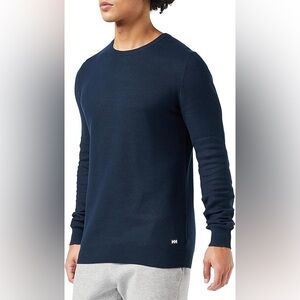 Helly Hansen Skagen Men’s Navy 100% Cotton Sweater Size L Classic Timeless EUC